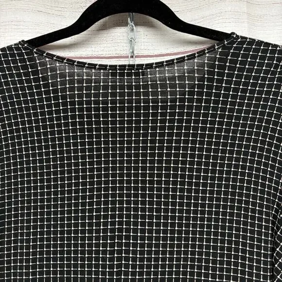 J Jill Wearever Black Grid Print Top Tunic Blouse Shirt Size L - Picture 8 of 10